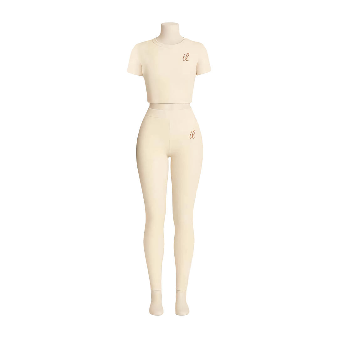 Crème Voilée Set – Porcelain Ivory Ribbed Loungewear