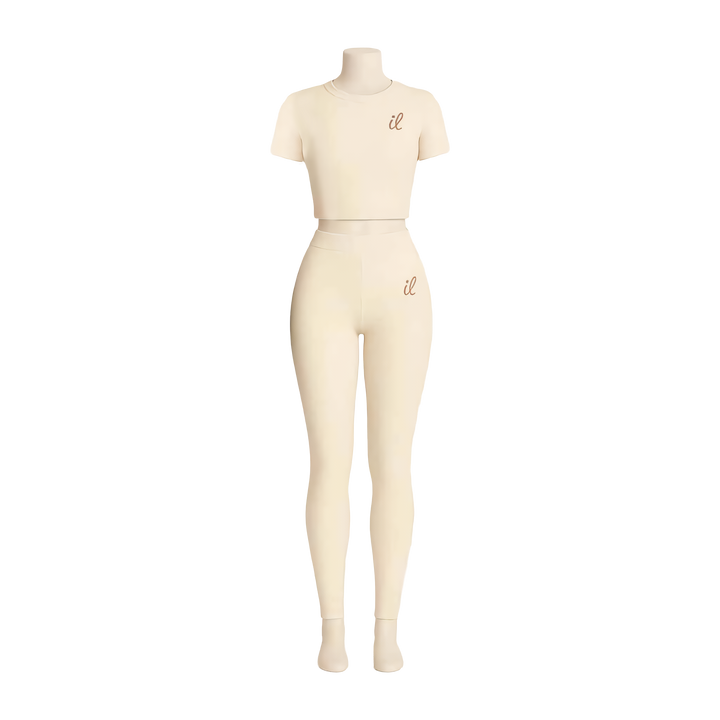 Crème Voilée Set – Porcelain Ivory Ribbed Loungewear